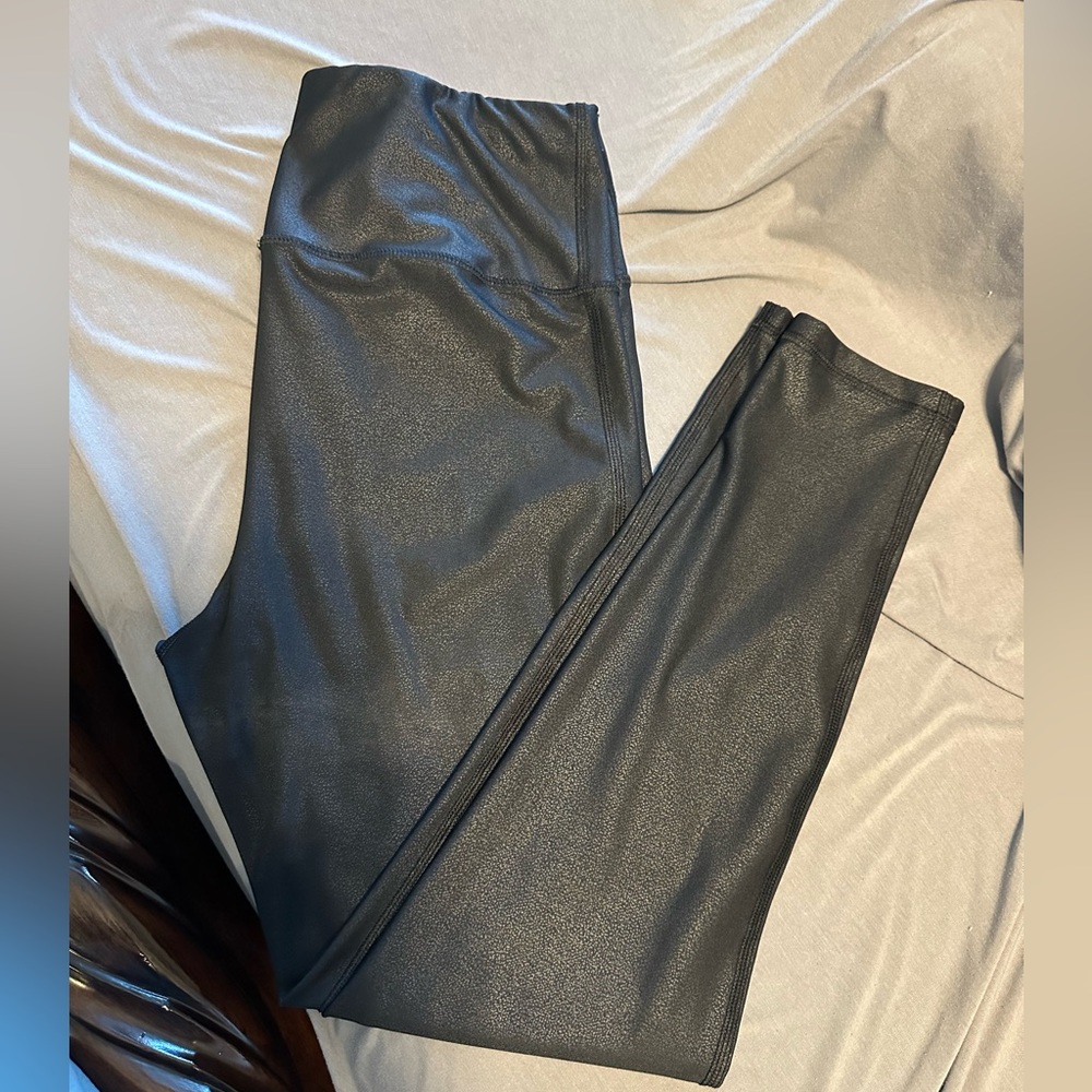Mono B womens large black shiny leggings